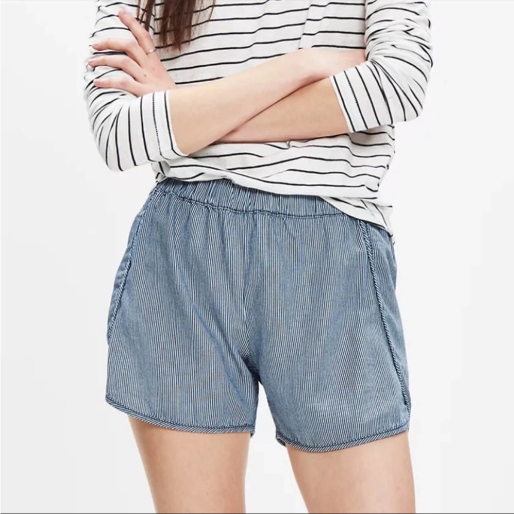 Madewell pull on shorts railroad stripe XS Blue